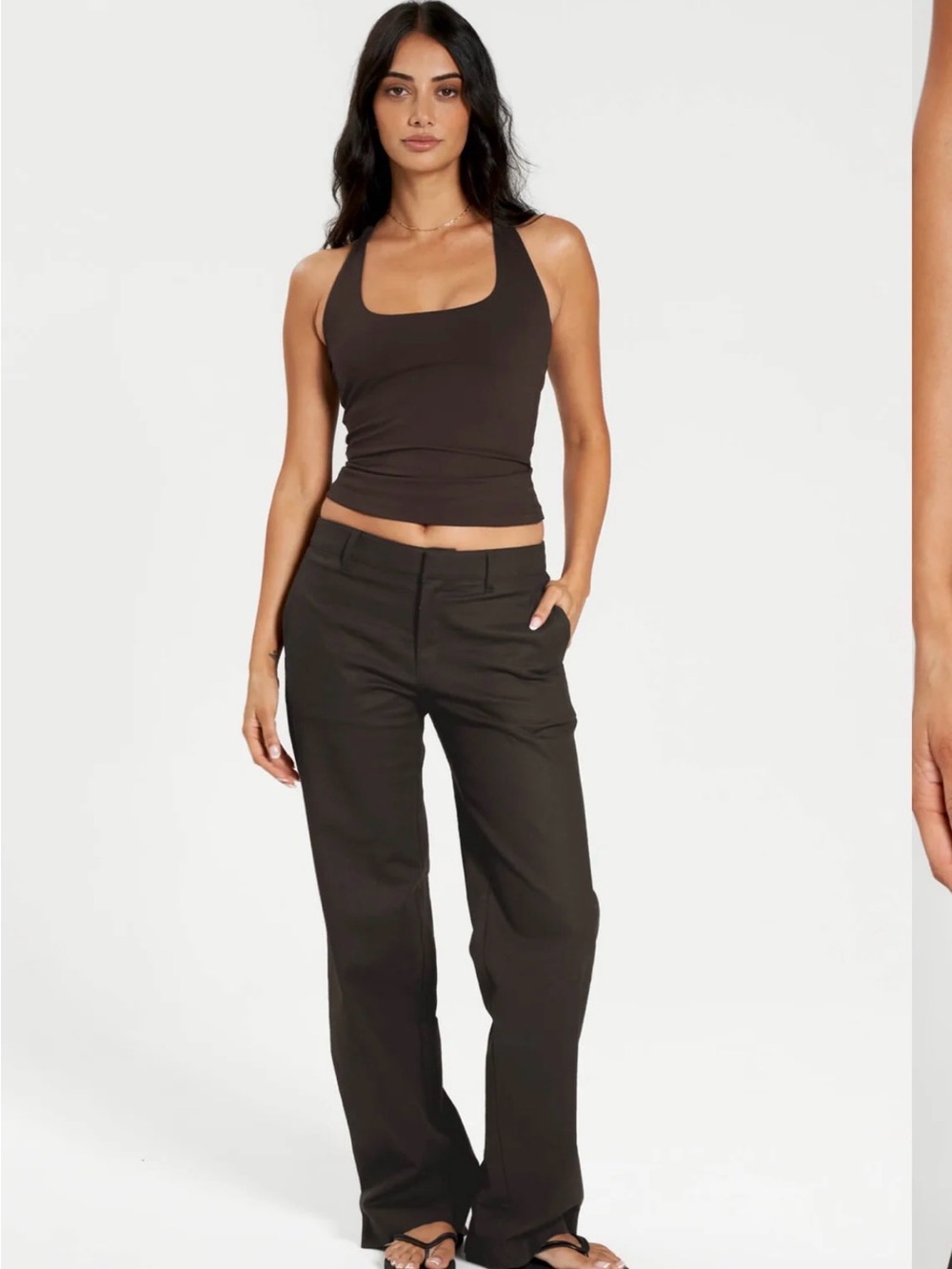 NWT All Things Golden Linen Low Rise Pants XL Espresso Brown